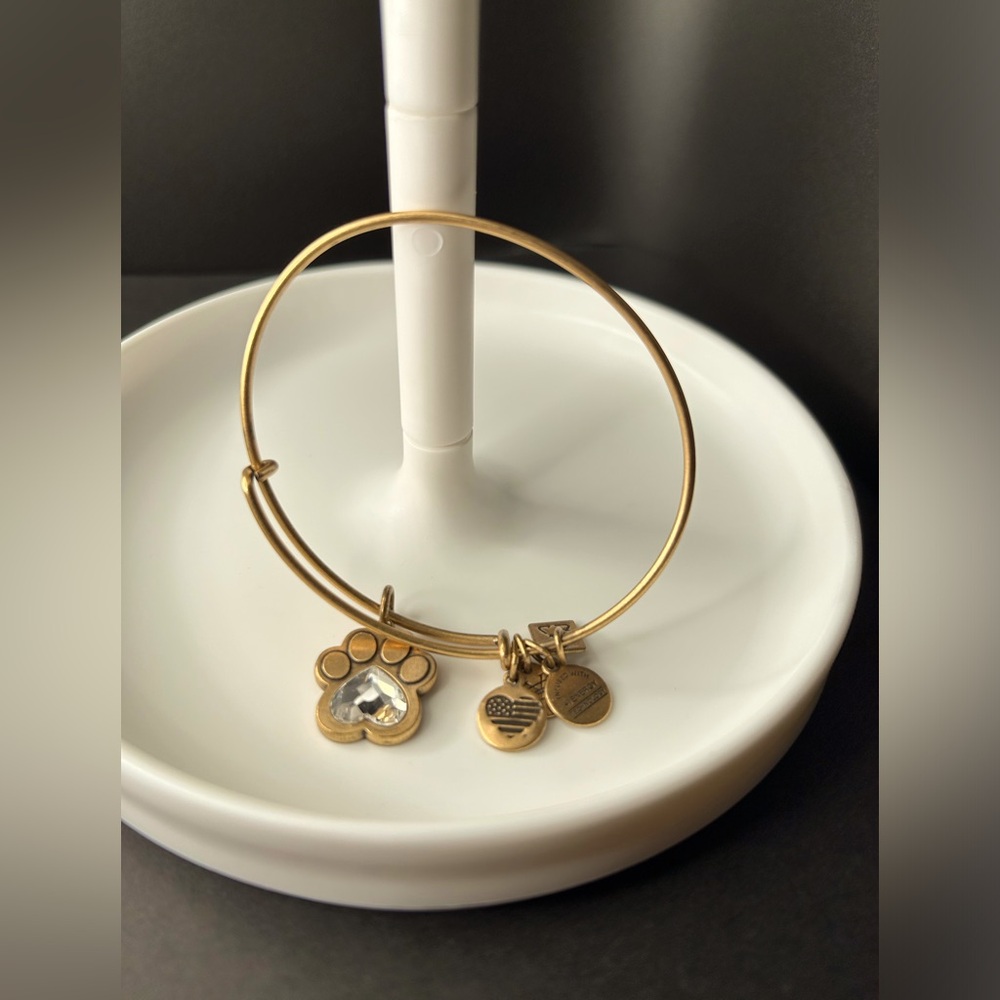 Alex & Ani bangle bracelet with paw print charm